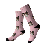 Pink socks with dog pattern on a white background[BlushBlossoms]