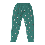 These are jogger pajama pants in a Solid Green print with repeating pet faces on them[JoggerPajamaPants]
