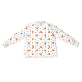 This is a long sleeve pajama shirt in a Christmas Paws print with repeating pet faces on it[LongSleevePajamaShirt]