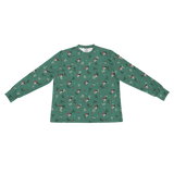 This is a long sleeve pajama shirt in a Mistletoe print with repeating pet faces on it[LongSleevePajamaShirt]