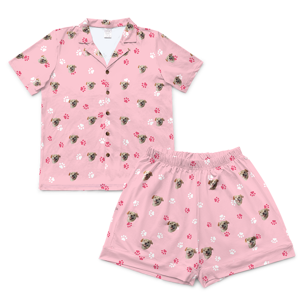 LightPinkPawsShortPajamaSet(Shirt&Shorts)1Pet