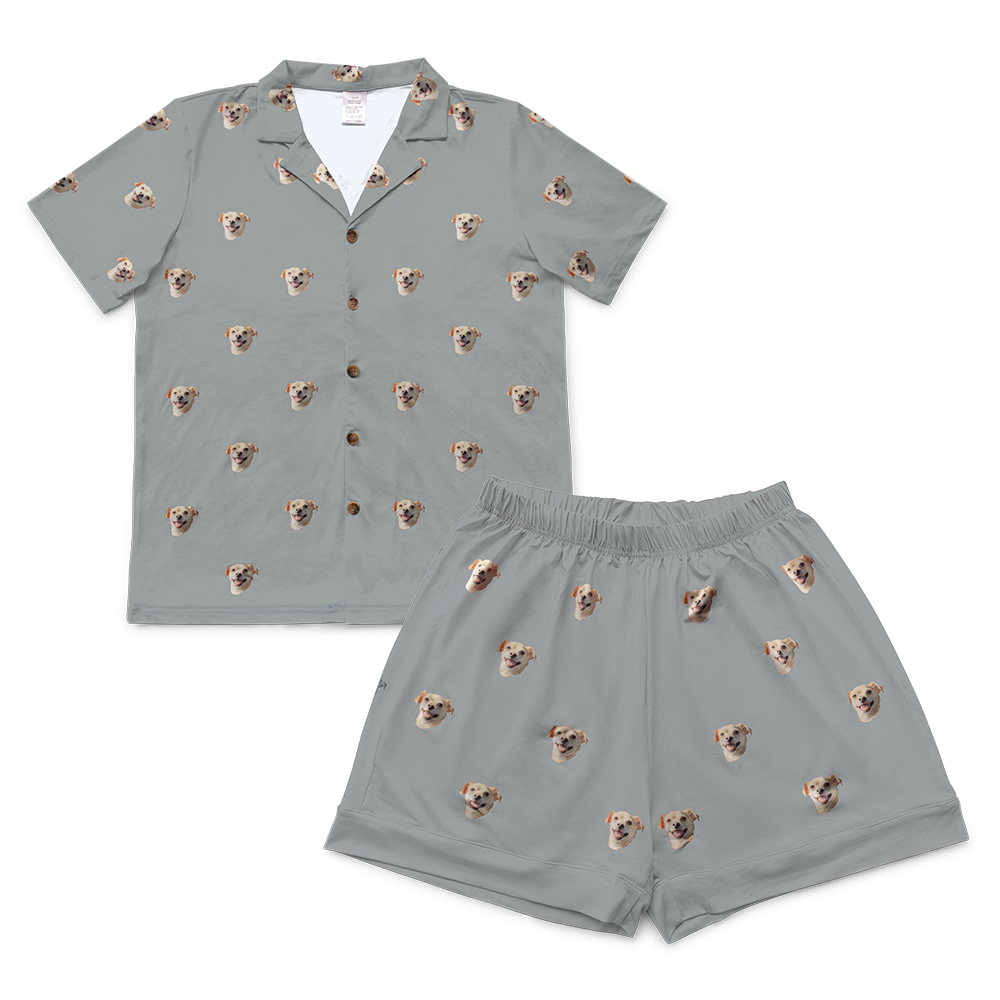 SlateGrayShortPajamaSet(Shirt&Shorts)1Pet