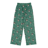 These are pajama pants in a Mistletoe print with repeating pet faces on them[MistletoePajamaPants]