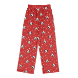 These are pajama pants in a Red Paws print with repeating pet faces on them[RedPawsPajamaPants]