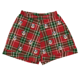 These are pajama shorts in a Christmas Plaid print with repeating pet faces on them[ChristmasPlaidPajamaShorts]