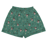 These are pajama shorts in a Mistletoe print with repeating pet faces on them[MistletoePajamaShorts]