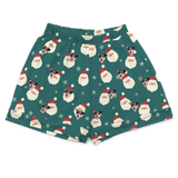 These are pajama shorts in a Santa print with repeating pet faces on them[SantaPajamaShorts]