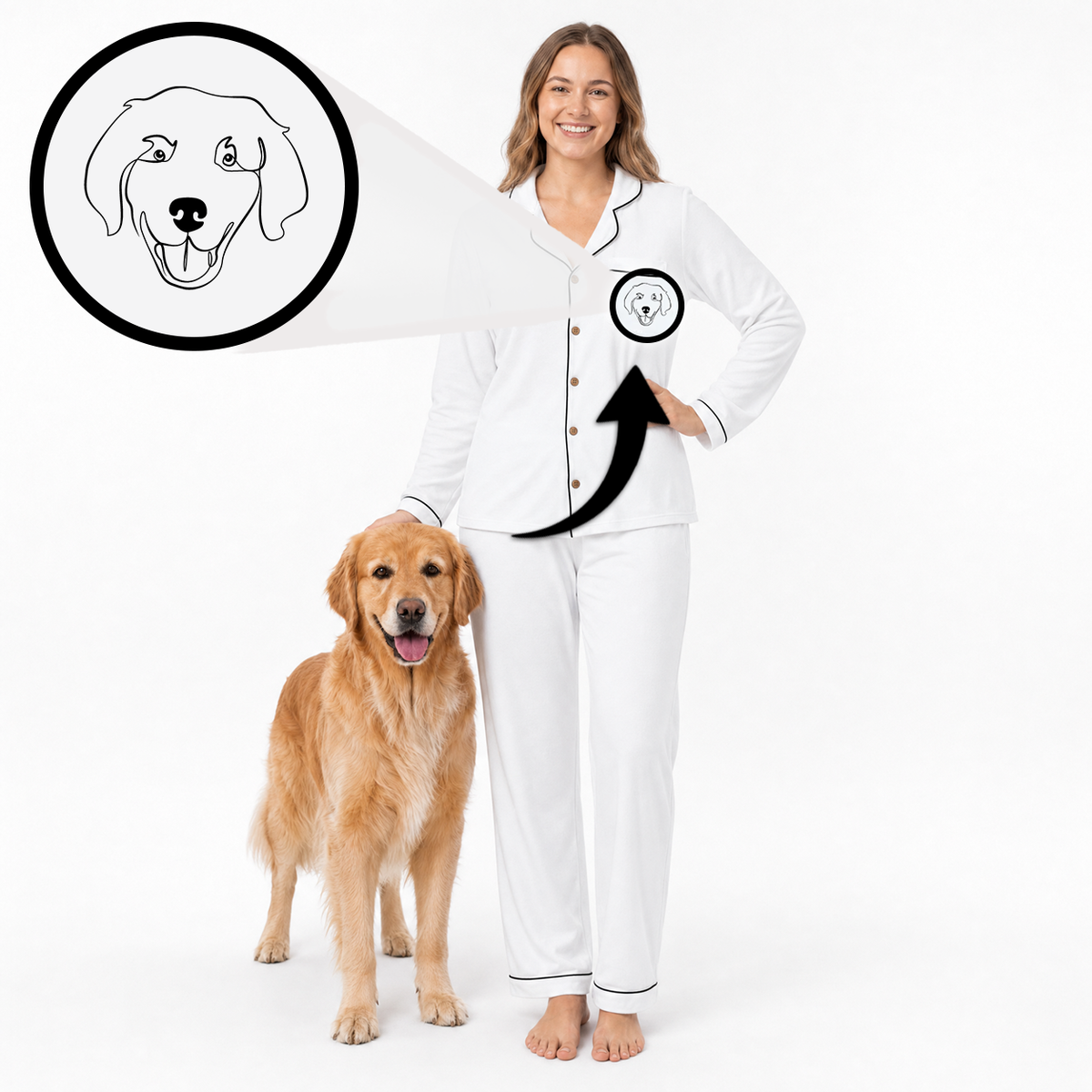 Premium Women's Bamboo Custom Pet Face Pajamas