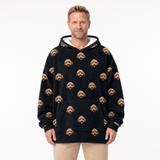 Adult Custom Pet Face Fleece Blanket Hoodie - Black