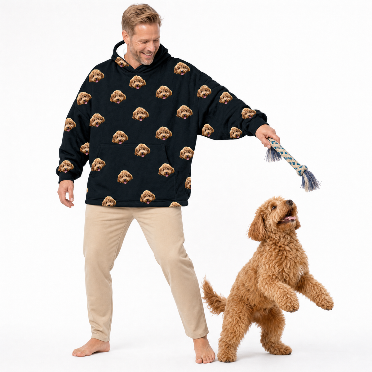Adult Custom Pet Face Fleece Blanket Hoodie