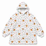 This is a fleece blanket hoodie in a Christmas Paws print with repeating pet faces on it[ChristmasPawsFleeceBlanketHoodie]