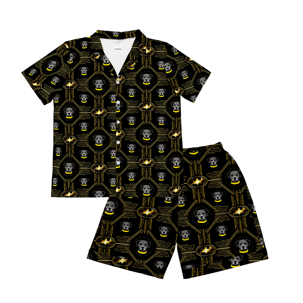 Pajama set with batman pattern on a white background[IconicBatman]