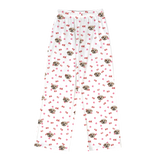 These are pajama pants in a white color with repeating pet faces on them[PawfectlovePajamaPants($53.00)]