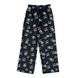 Black pajama pants with 'I Love Dad' and dog pattern on a transparent background