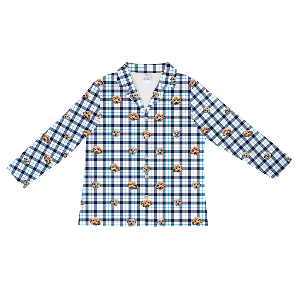 BluePlaidLongSleevePajamaShirtOnly2Pets