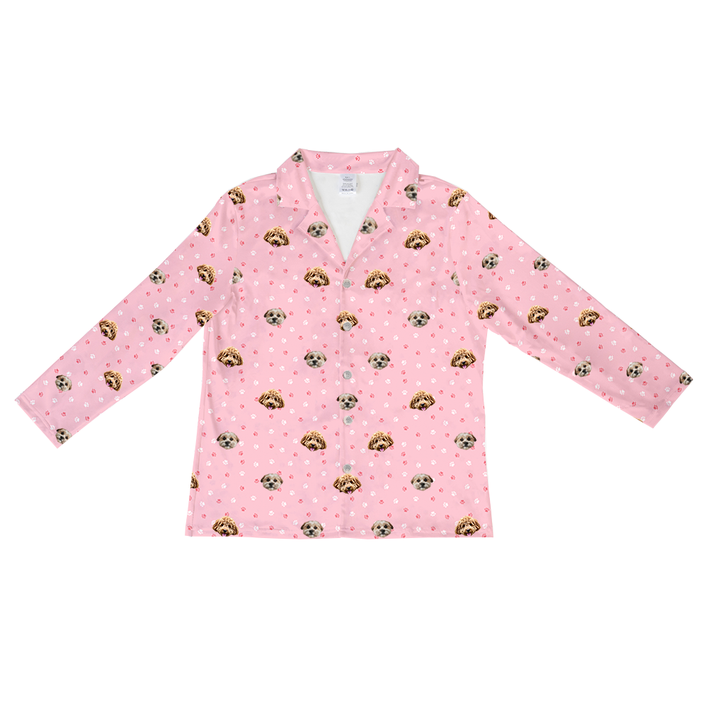 LightPinkPawsLongSleevePajamaShirt2Pets