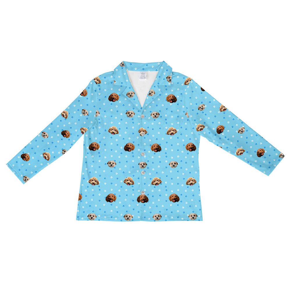 LightBluePawsLongSleevePajamaShirtOnly3Pets