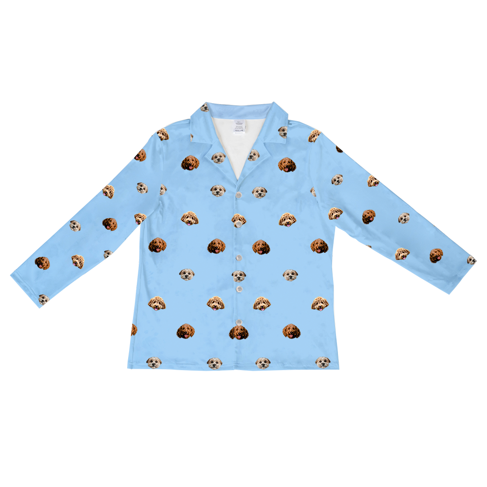 SkyBlueLongSleevePajamaShirtOnly3Pets