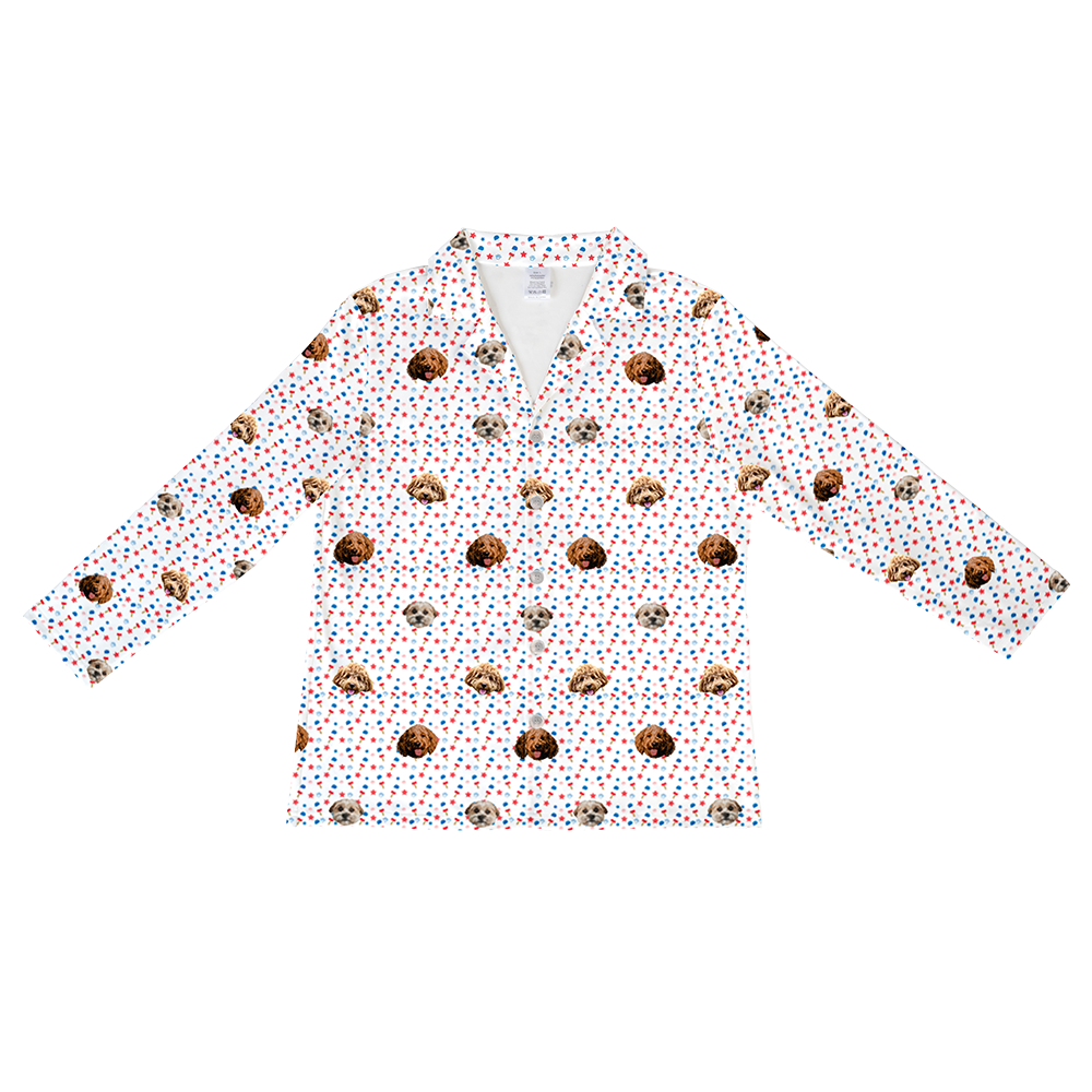 Stars&amp;PopsLongSleevePajamaShirtOnly3PetImages(+$8.00)