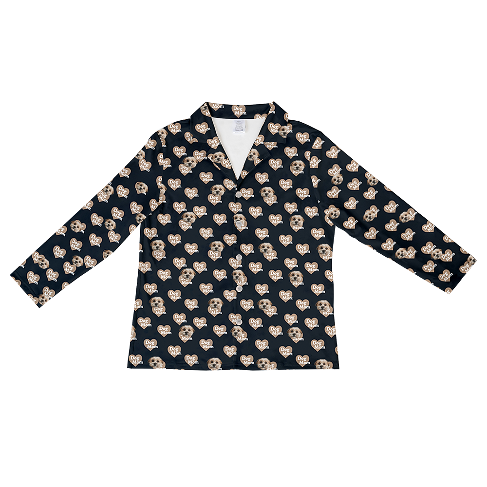 DogMom-BlackLongSleevePajamaShirt