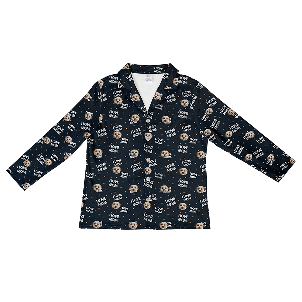 ILoveMom-BlackLongSleevePajamaShirt
