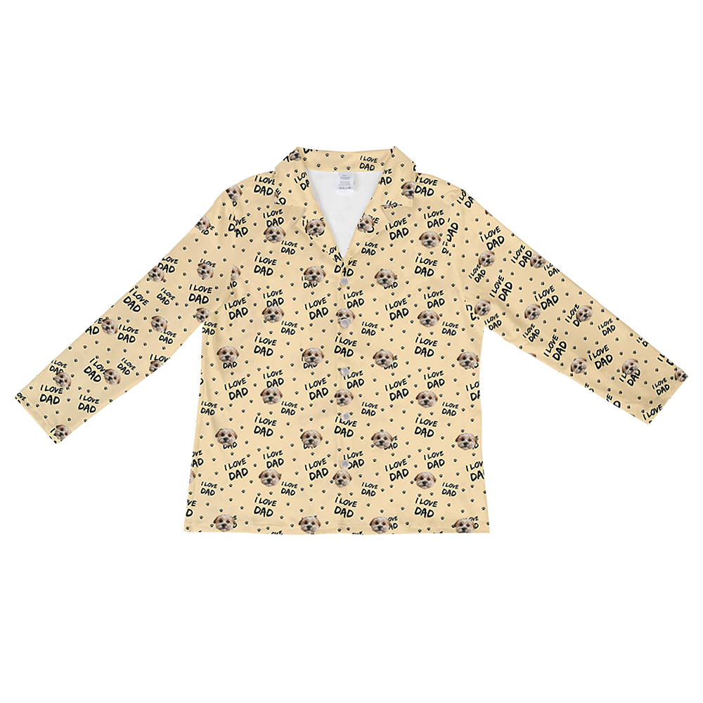 ILoveDad-BeigeLongSleevePajamaShirt1Pet