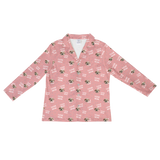 These are pajama long sleeve shirt in a pink color with repeating pet faces on them[ILoveMomLongSleevePajamaShirt($53.00)]