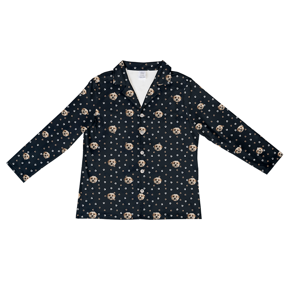 BlackPawsLongSleevePajamaShirtOnly1PetImage