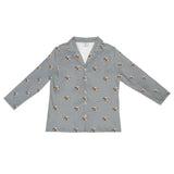 These are pajama long sleeve shirt in a gray color with repeating pet faces on them[LongSleevePajamaShirt($53.00)]