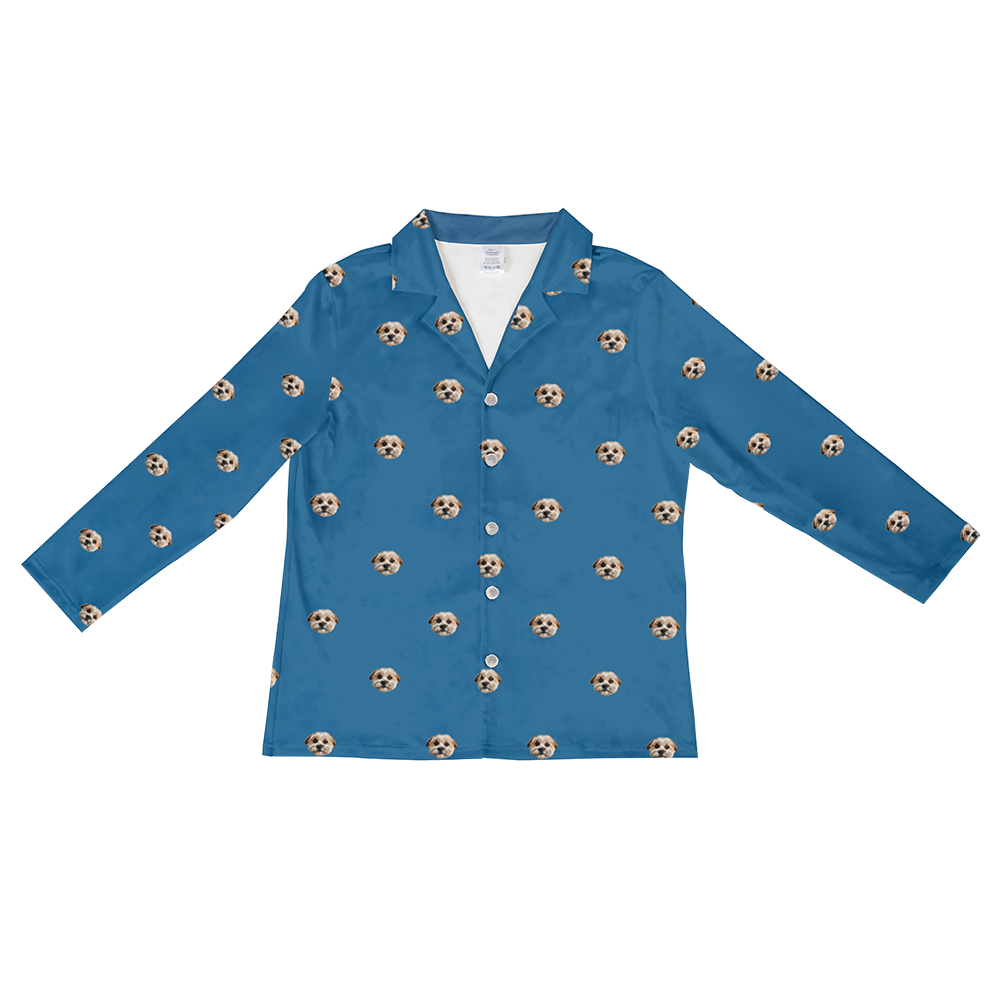 SolidBlueLongSleevePajamaShirtOnly1PetImage