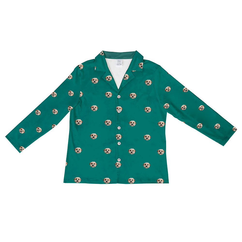 SolidGreenLongSleevePajamaShirtOnly1PetImage