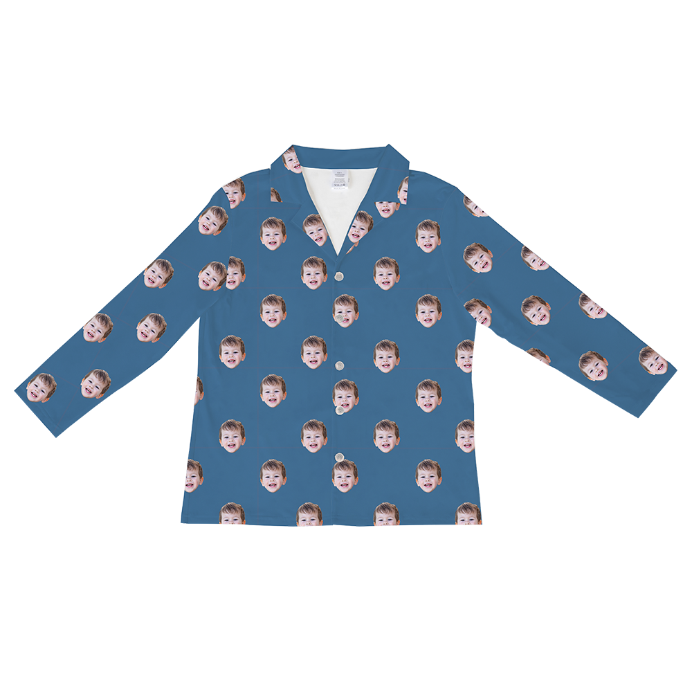 SolidBlueLongSleevePajamaShirt