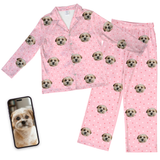 Kids Custom Pet Face Pajamas - Light Pink Paws