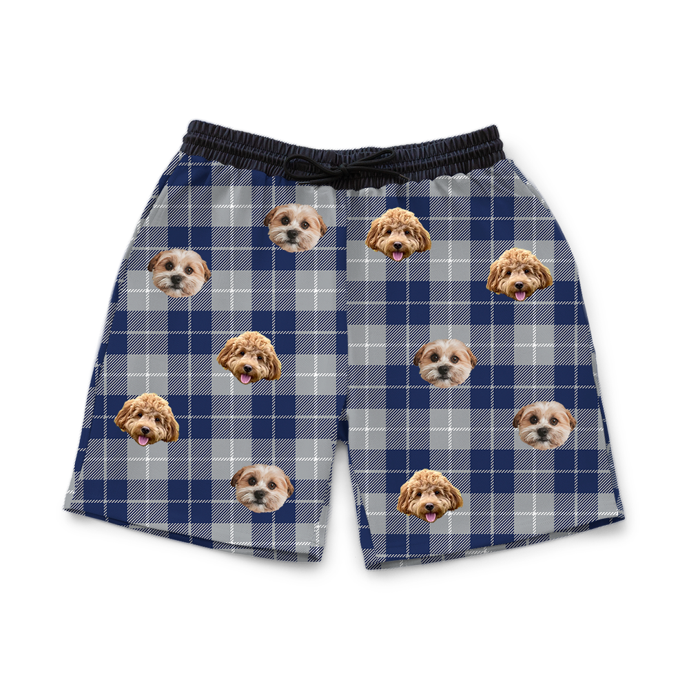 Navy&amp;GrayPlaidSweatshorts2Pets