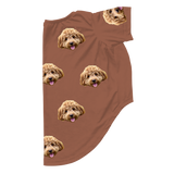 Cocoa dog pajama with repeating pet faces on them[Cocoa]