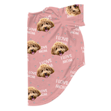 I Love Mom print dog pajama with repeating pet faces on them[ILoveMom]