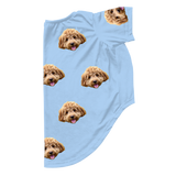 Sky blue dog pajama with repeating pet faces on them[SkyBlue]