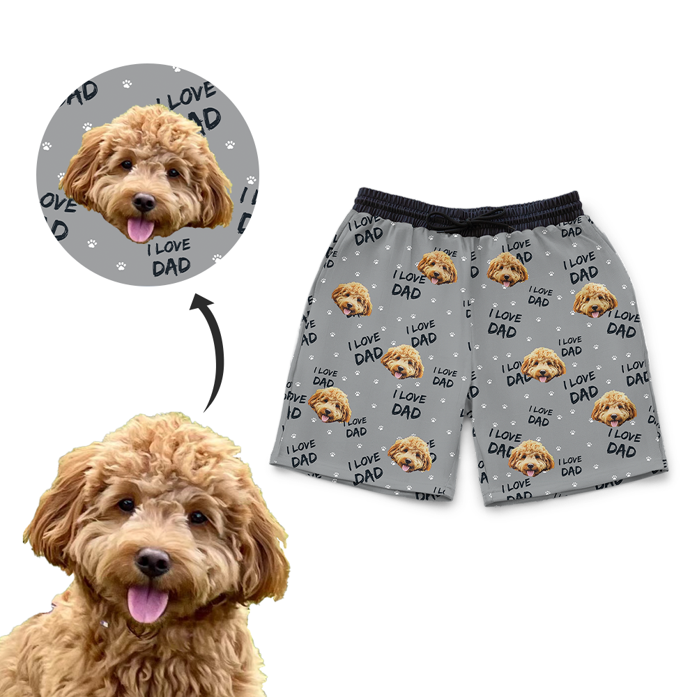 Father&#39;s Day Custom Pet Face Sweatshorts