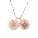 Rose gold necklace with 2 pendants a cat and a dog