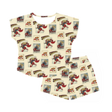 Supergirl-themed pajama set with matching top and shorts on a white background[SupergirlComicBook]