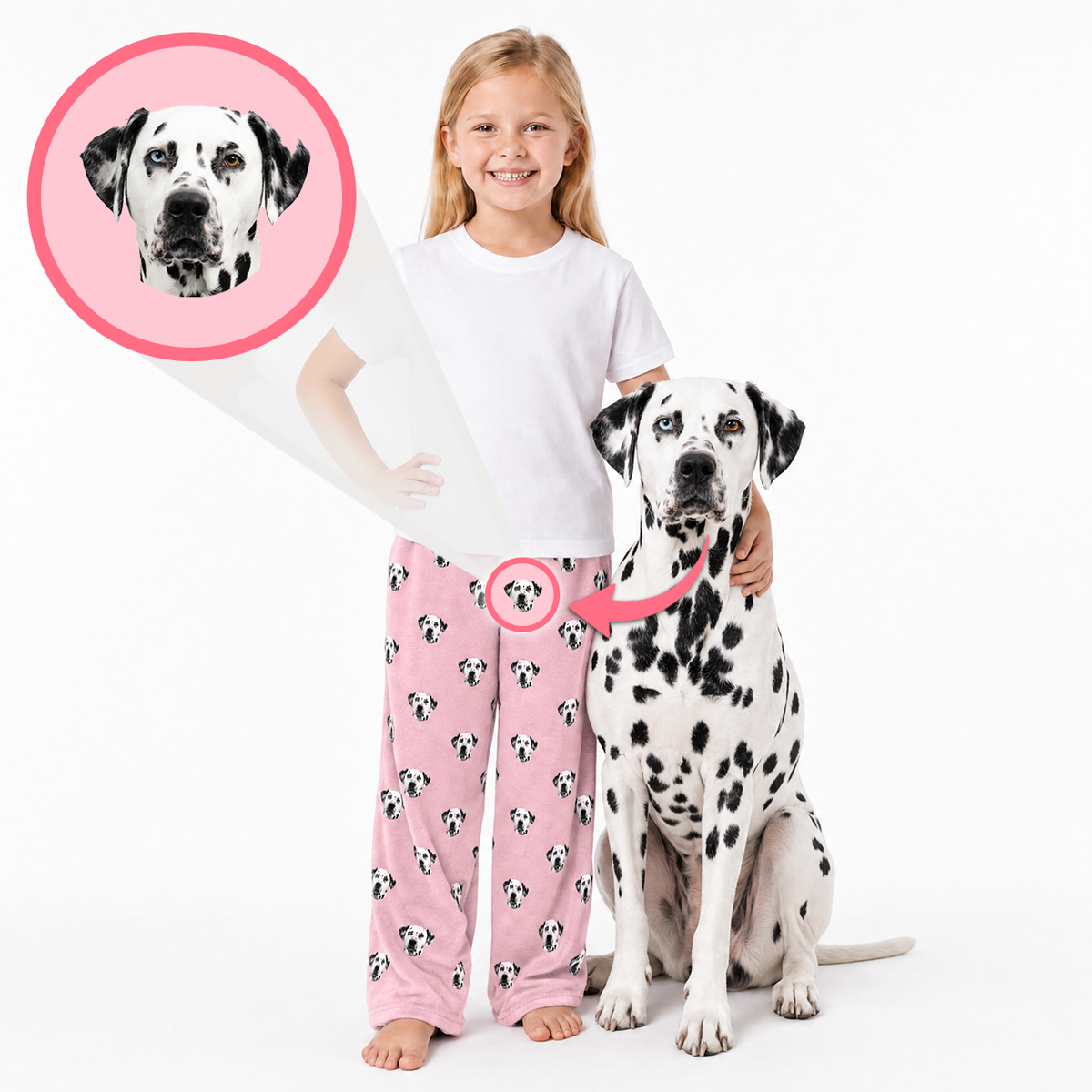 Kids Custom Pet Face Fleece Pajama Pants