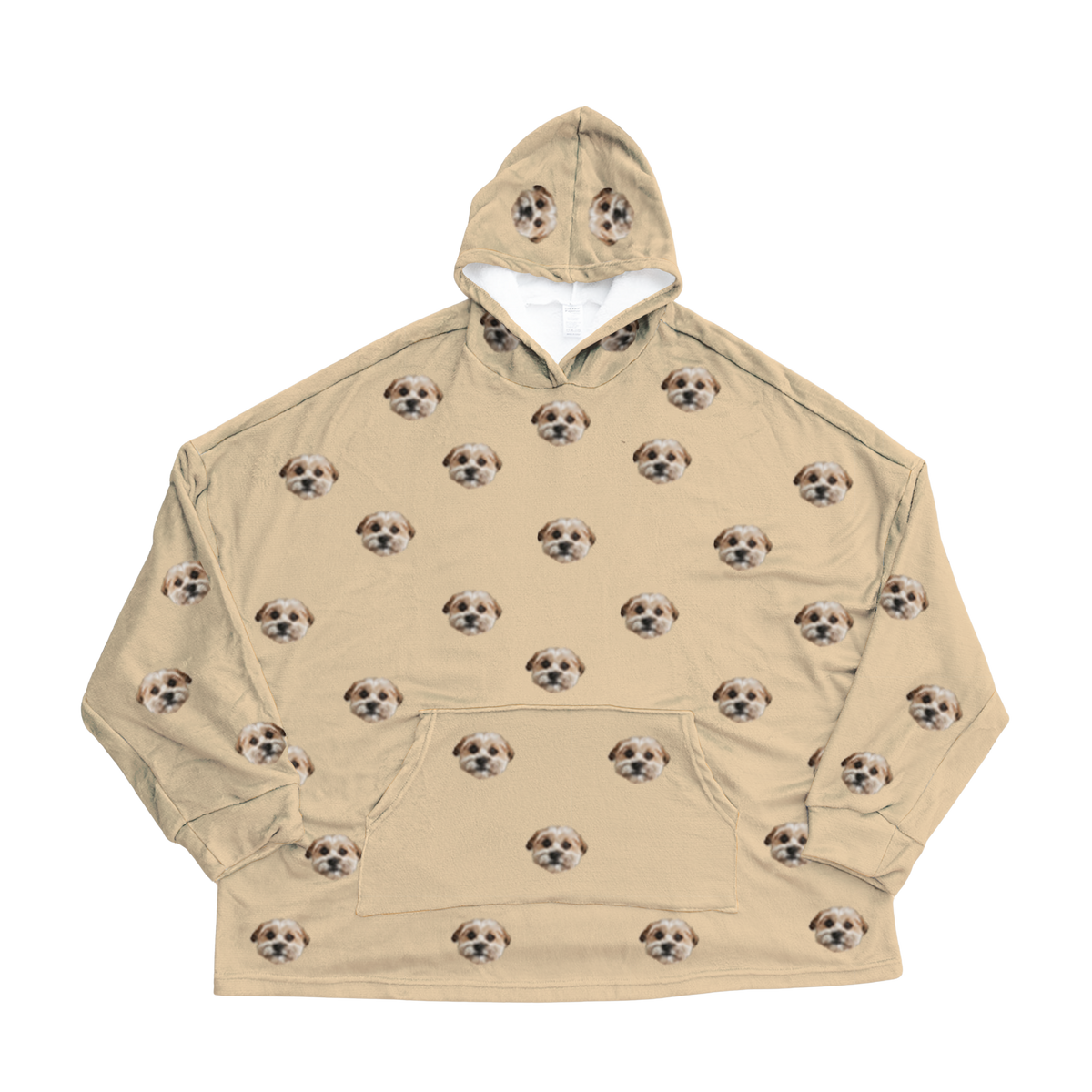 Yellow hoodie with dog paws pattern on a white background
