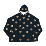 Black hoodie with dog paws pattern on a white background