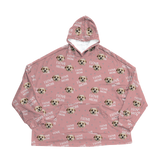 Pink hoodie with dog paws pattern on a white background