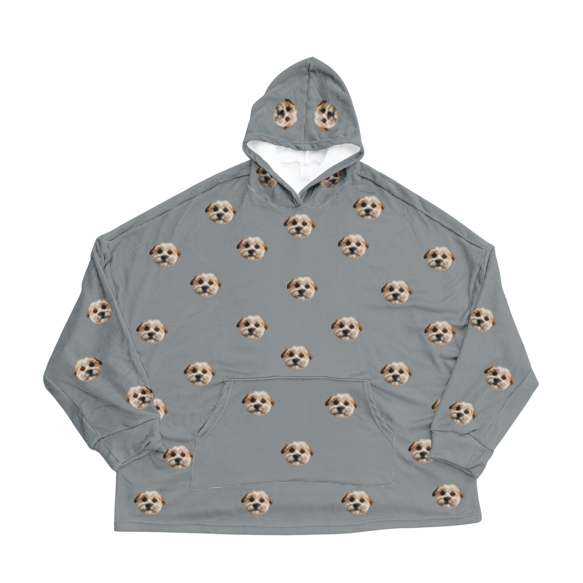 Gray hoodie with dog pattern on a white background[SlateGray]