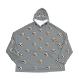 Gray hoodie with dog paws pattern on a white background