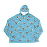 Light blue hoodie with dog paws pattern on a white background