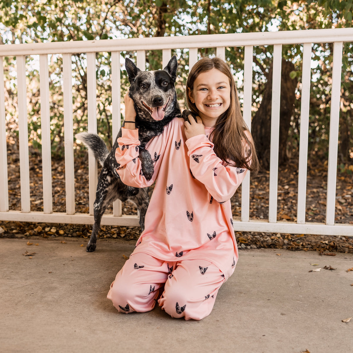 Kids Custom Pet Face Jogger Pajamas - Pink Dream