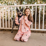 Kids Custom Pet Face Jogger Pajamas - Pink Dream