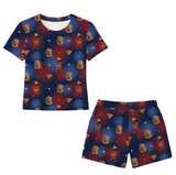 T-shirt and shorts set with supergirl design on a blue background[IconicSupergirl]